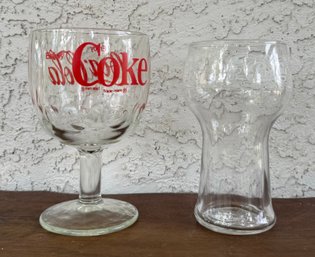 Two Vintage Coca Cola And Pepsi Cola Drinking Glasses