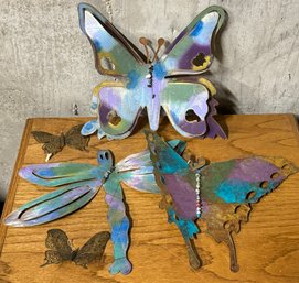 Collection Of Metal Butterfly & Dragonfly Wall Decor