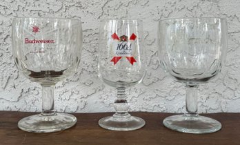 Three Vintage Beer Related Pint And Goblet Glasses