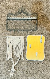 Set Of 3 Wall Hanging Organizers And Macrame Piece