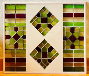 Geometric Pattern Stained Glass Window Panel