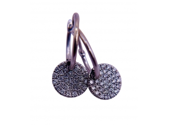 14 Karat White Gold Diamond Earrings By Gabriel & Co. Feature 1/2 Carat Total Weight Of Round Diamonds.