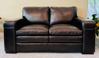 Faux Brown Leather Loveseat Sofa