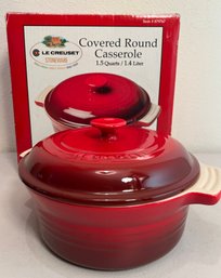 Le Creuset Covered Round Casserole 1.5 Qt, 1.4 L, Red (cerise) - NIB