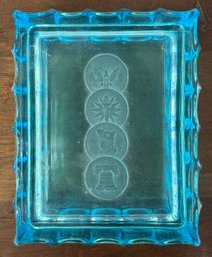 Vintage Fostoria Ice Blue Glass Coin Cigarette & Card Box