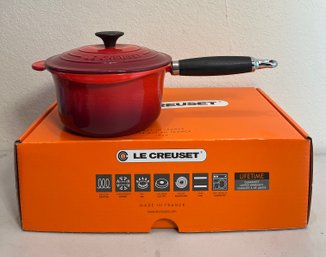 Le Creuset Cast Iron 1.8 L Phenolic Handle Saucepan Red (cerise) - NIB