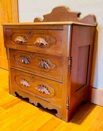 Antique Solid Wood Dresser With Leaf Shape Covered Pulls