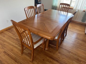 Large Solid Wood Dining Table With Six Chairs