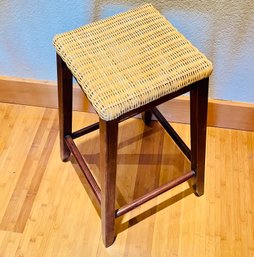 Rattan Weave Wooden Stool