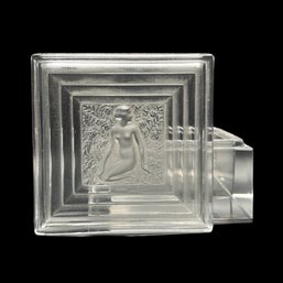 Lalique France Exquisite Clear And Frosted 'Duncan' Trinket Dresser Vanity Box