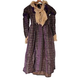 Antique Striped Plaid Purple Skirt And Blouse