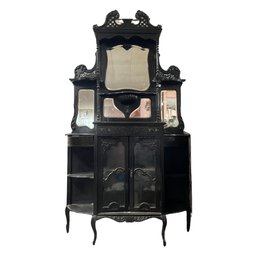 Antique Ornate Victorian Black Finish Wash Stand