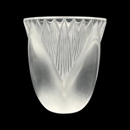 Lalique Crystal 'Thebes' Floral Motif Vase