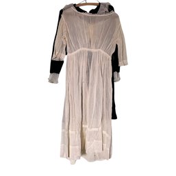 1970s Semi Sheer Ruffle Trim Dress And Sheer Over Dress