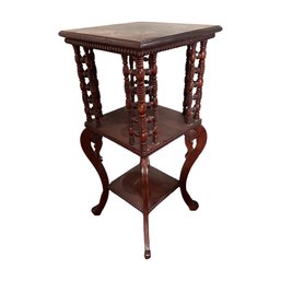 Three Tiered Carved Wood Table