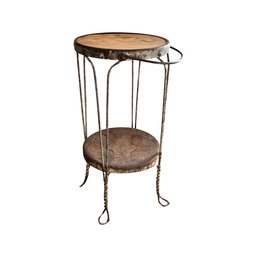 Vintage Wooden Circular Side Table