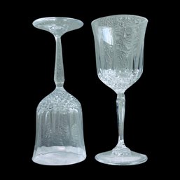 Pair Of Lead Crystal Cut Wine Glasses