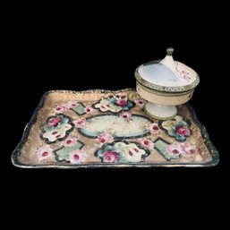 Small Porcelain Tray And Nippon Trinket Box