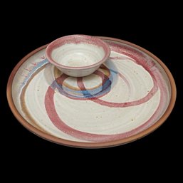 Stoneware Pottery Plate And Small Bowl