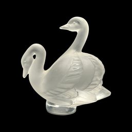 Lalique Crystal Frosted Double Swan