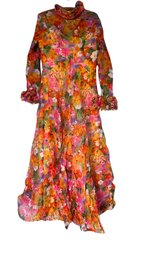 Vintage High Neck Floral Gown