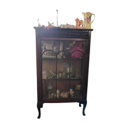 Wood And Glass Display Cabinet With A Variety Of Treasures