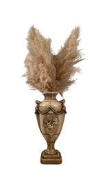 Classical Revival Floor Vase With Feather Accents