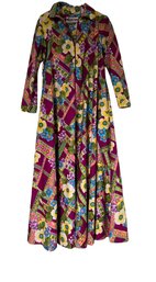 Vintage David Brown Quarter Zip Floral Dress
