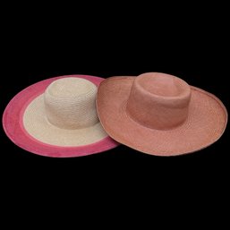 Pair Of Beach Hats Including Saks 100 Percent Straw Hat