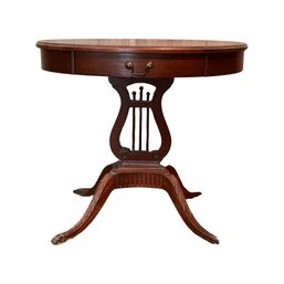 Vintage Mahogany Mersman Oval Harp Side Table