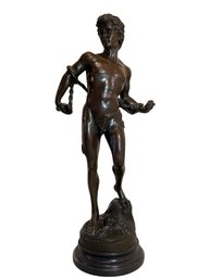 Signed European Finery Bronze Statue Of David