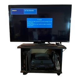 Samsung Tv With Stand, Dvd And Vhs Player