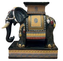 Vintage Colorful Ceramic Elephant Garden Stool 1 Of 3