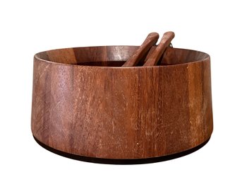 Dansk Teak Wood Bowl And Utensils