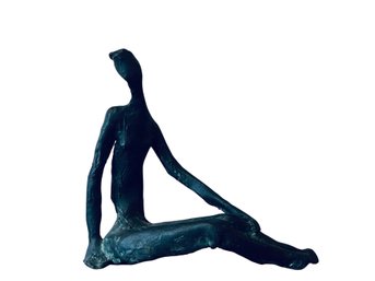 Modern Abstract Black Polystone Yoga Sculpture