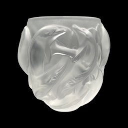 1990s Lalique Dauphin Dolphin Oceanian Vase