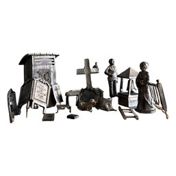 Pewter Cemetery Incl. Outhouse, Dog, And More!