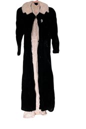 Black Velvet Evening Coat With Nottingham Lace Dress