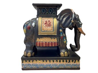 Vintage Multicolor Ceramic Elephant Garden Stool 2 Of 3