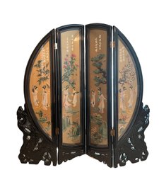 Chinese Round Top Lacquer Jade Room Divider
