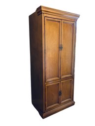 Tall Wooden Display Armoire With Glass Shelves