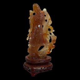 Chinese Carved Agate Statue Of A Woman