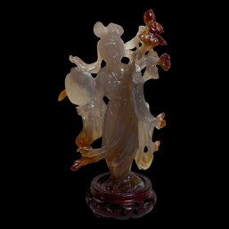 Chinese Carved Agate Carved Statue Of A Woman