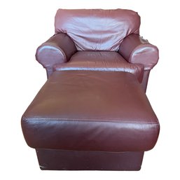 Burgundy Leather Chair With Ottoman, Part Of A Set