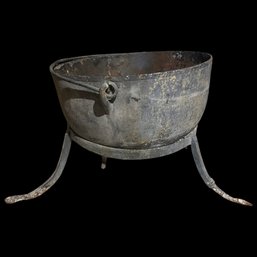 Antique Cast Iron Cauldron With Spider Tripod
