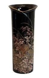Shibata Porcelain Vase, Black Gold Chrysanthemum - Japan