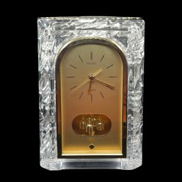 Vintage Seiko Lead Crystal Spinning Pendulum Mantle Clock