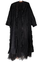Black Chiffon Sheer Dress With Lace Coat