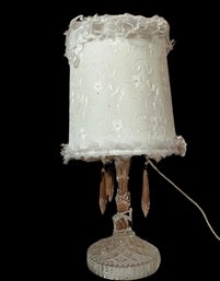 Vintage 1950s Styled Table Light With Lace Shade