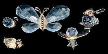 Vintage Swarovski Crystal Figurines Including A Butterfly